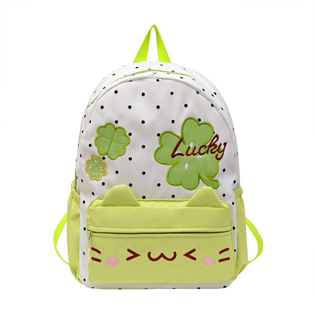 Playful Polka Dot Cat-Themed Backpack LoungeYard — product view 2