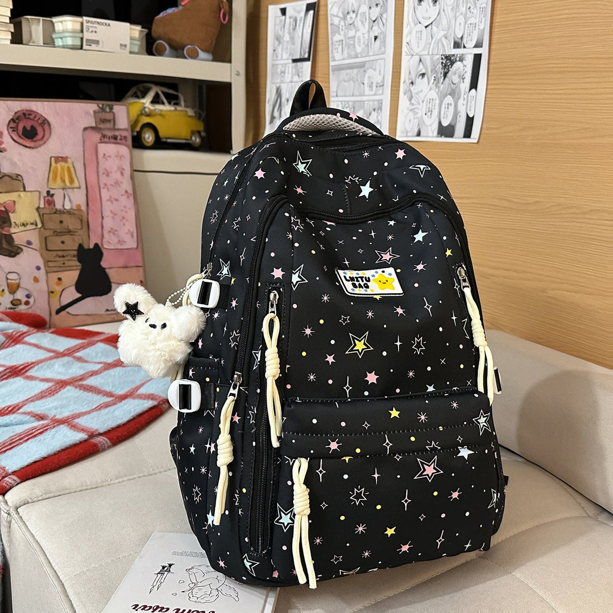 Fun Star-Printed Casual Backpack LoungeYard — product view 7