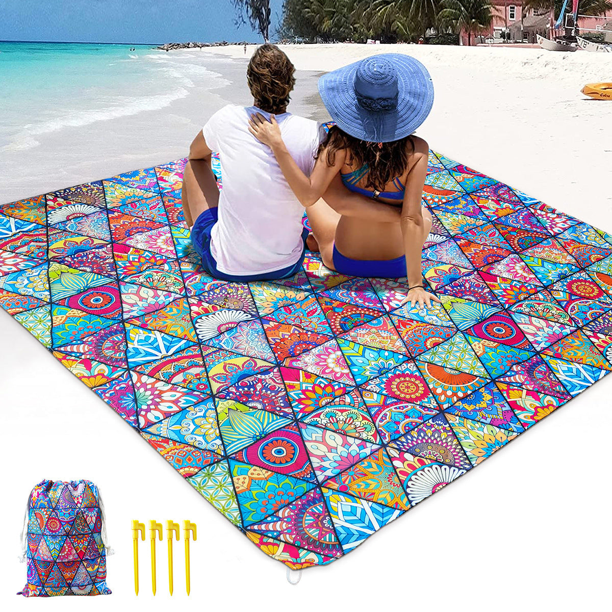 multifunctional beach towel with creative turtle design LoungeYard — product view 1