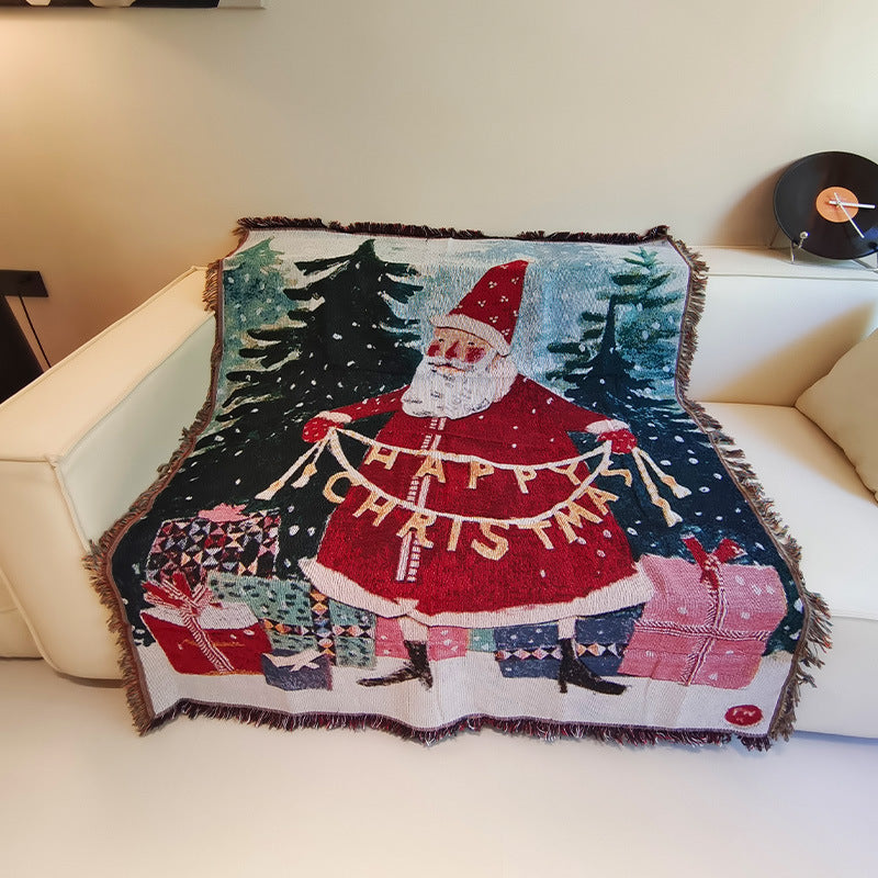Festive Holiday-Themed Tapestry Throw Blanket — product view 1