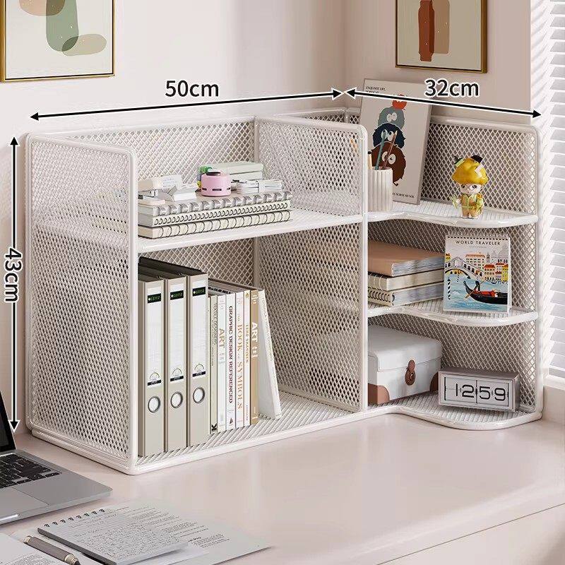 Mesh Corner Desktop Organizer Shelf with Multi-Compartment Tiers and Vertical File Slots — product view 2