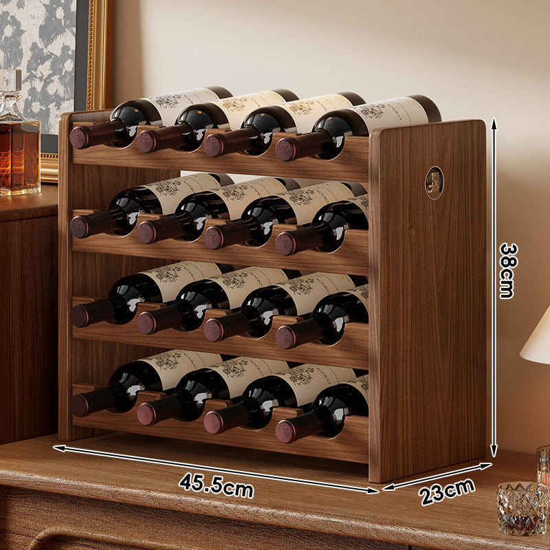 Compact Countertop Walnut Wood Horizontal Wine Bottle Storage Rack — product view 2