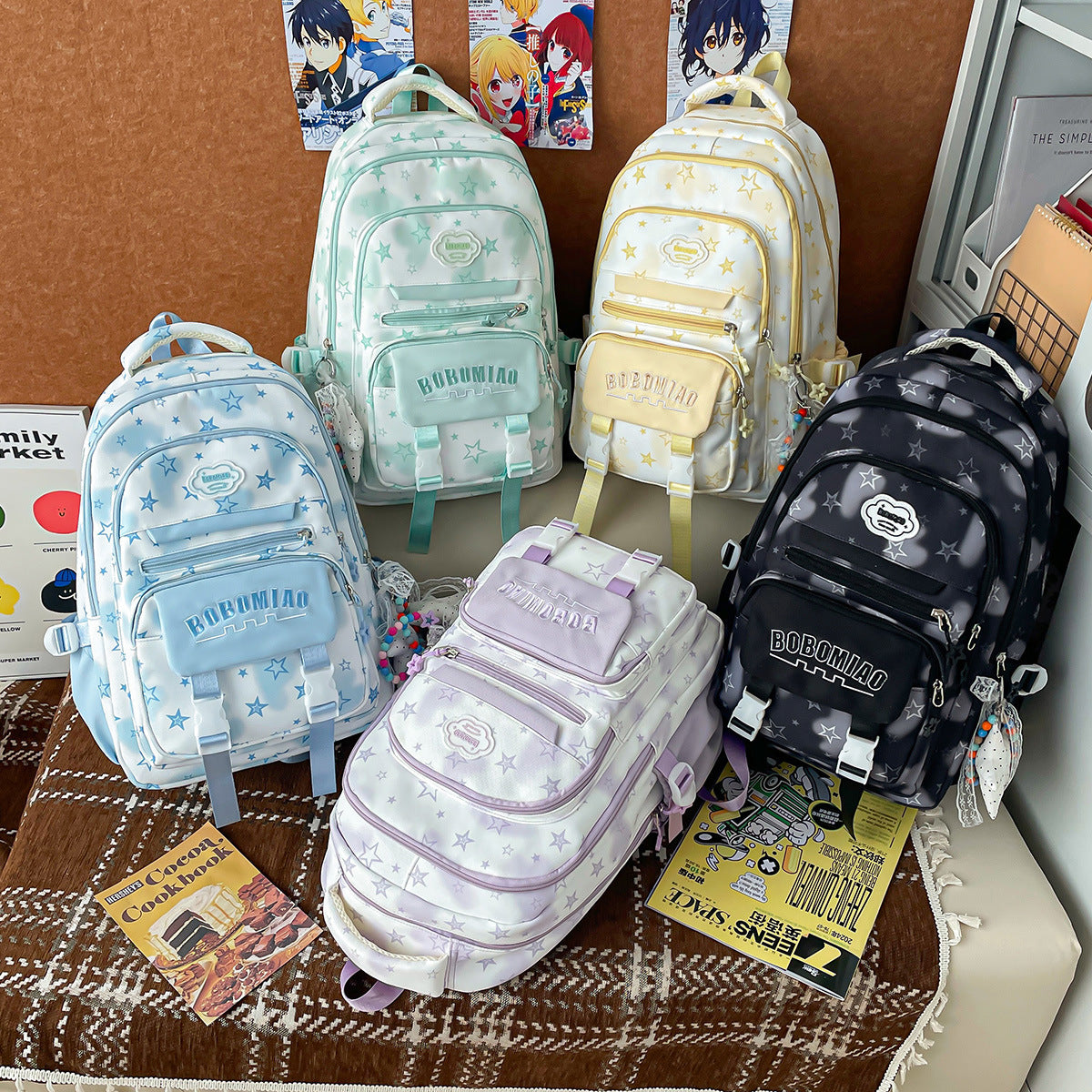 Star-Patterned Casual Backpack LoungeYard 1791205372 — product view 4