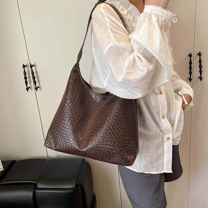 Sleek Textured Leather Hobo Handbag LoungeYard — product view 4