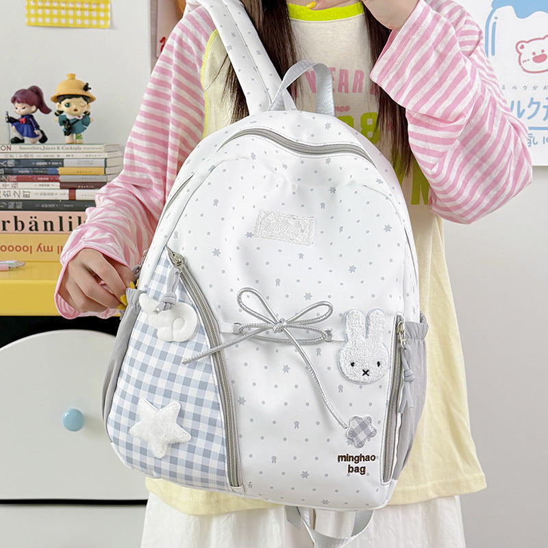 Cute Illustrated Star-Print Backpack LoungeYard — product view 3