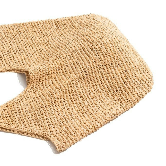 Handmade straw bag with practical interior LoungeYard — product view 3