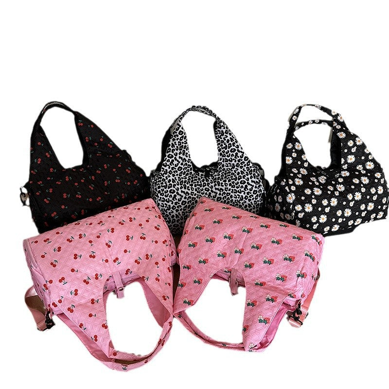 Floral Pattern Quilted Shoulder Bag LoungeYard — product view 1