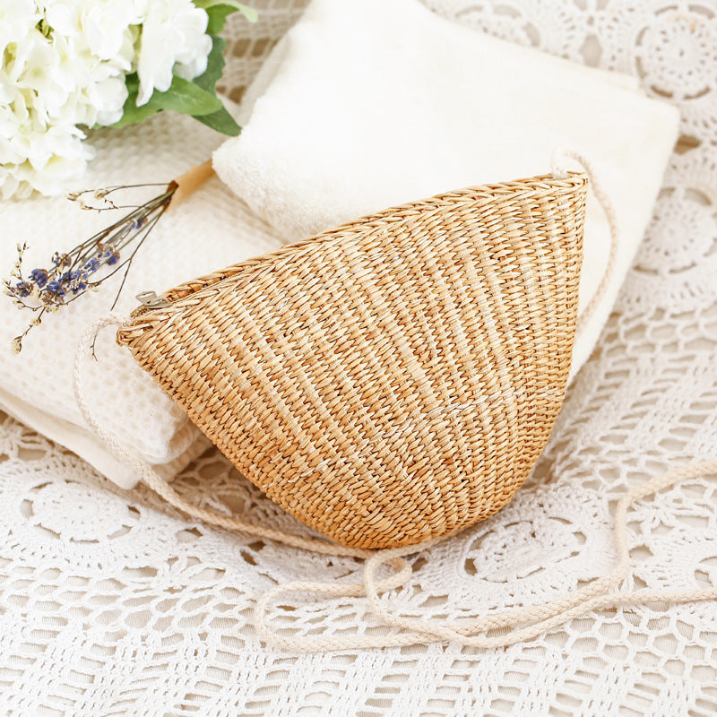 Handcrafted basket bag in unique half-moon design LoungeYard — product view 6