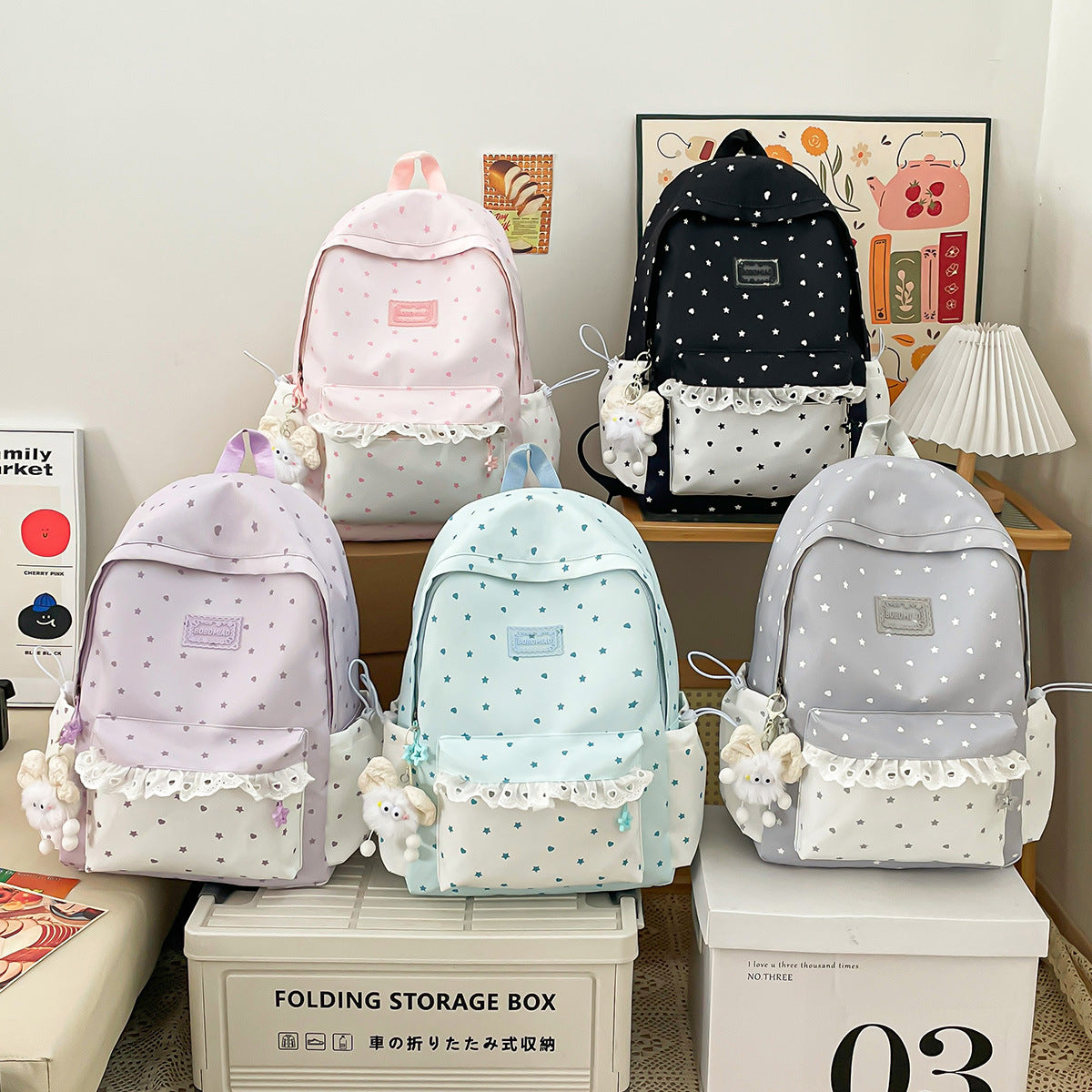 Playful Star-Patterned Backpack LoungeYard — product view 4