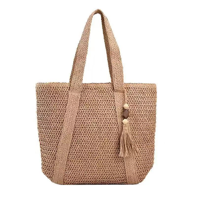 Handbag Made of Natural Weave with Decorative Tassel Detail LoungeYard — product view 6
