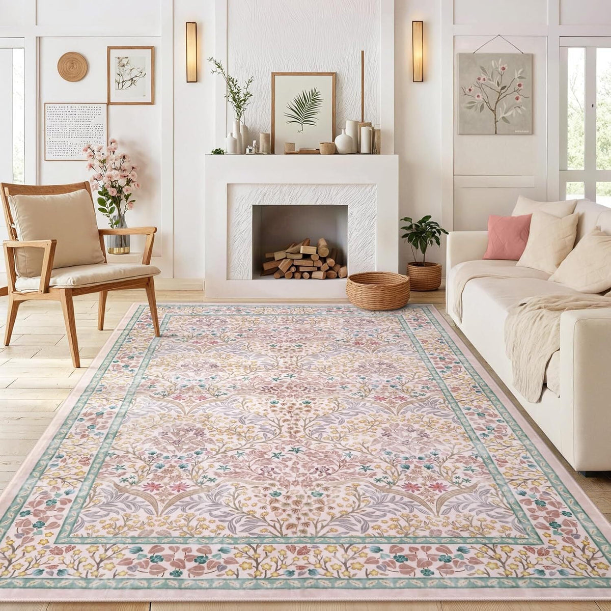Floral Pattern Area Rug Bowlift — product view 7