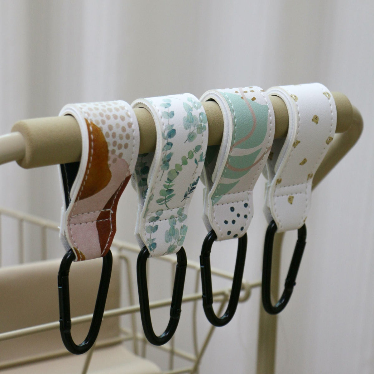 Patterned Leatherette Strap with Metal Carabiner Attachment — product view 1