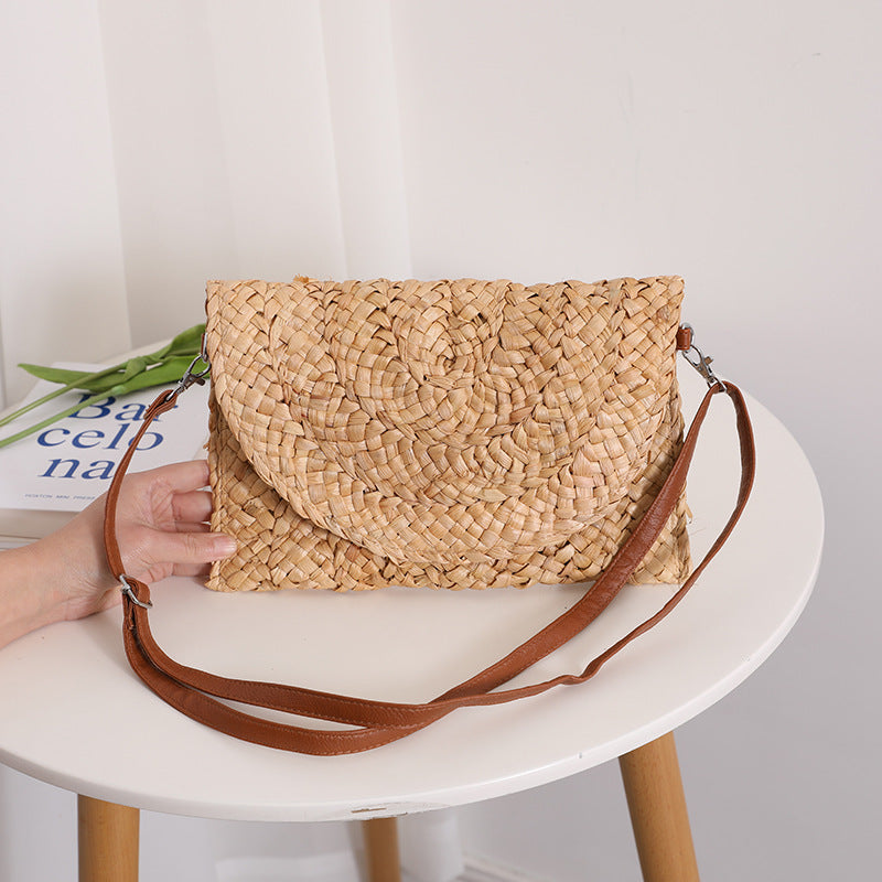 Handcrafted basket bag in elegant wave pattern LoungeYard — product view 6