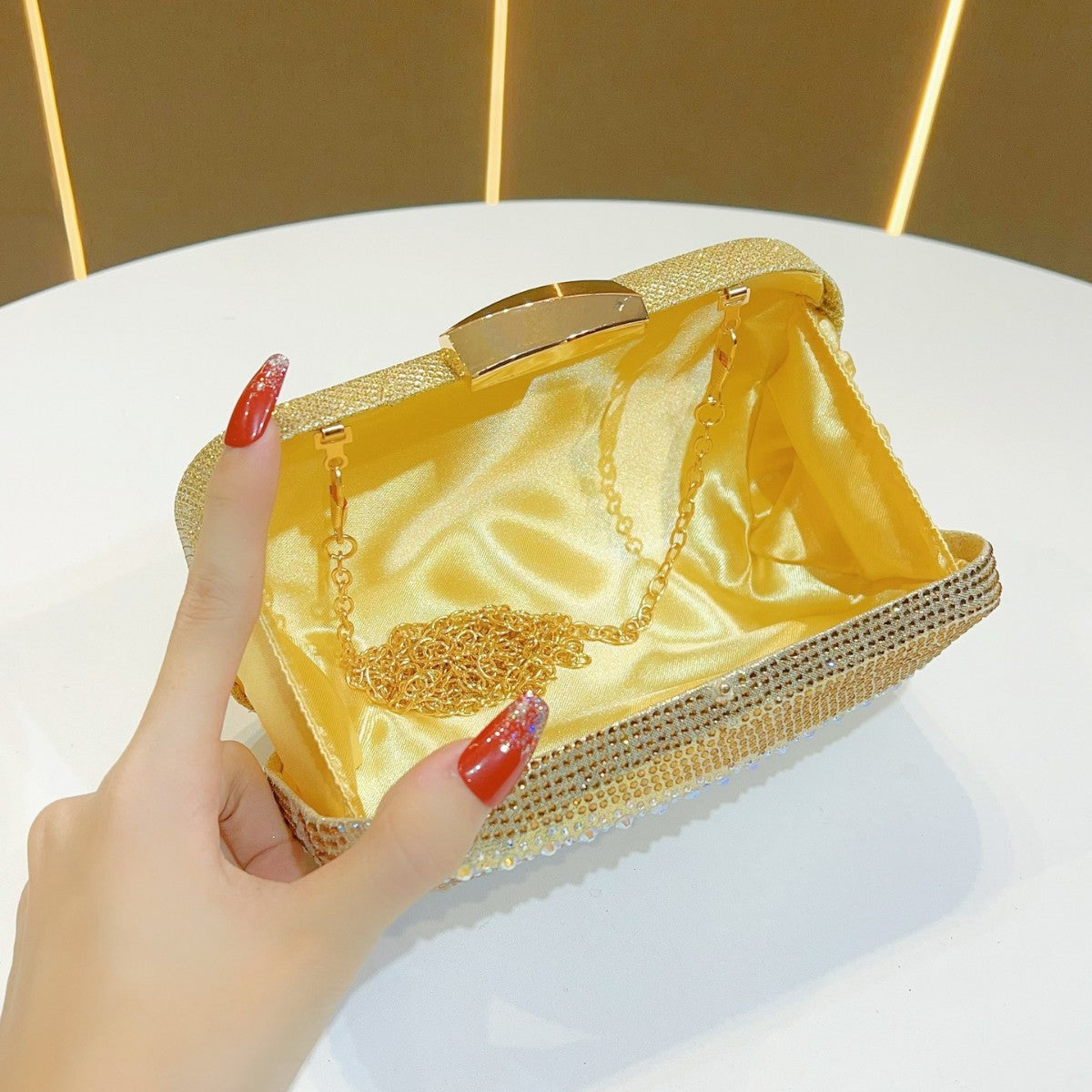 Rhinestone-Studded Clutch Purse — product view 3