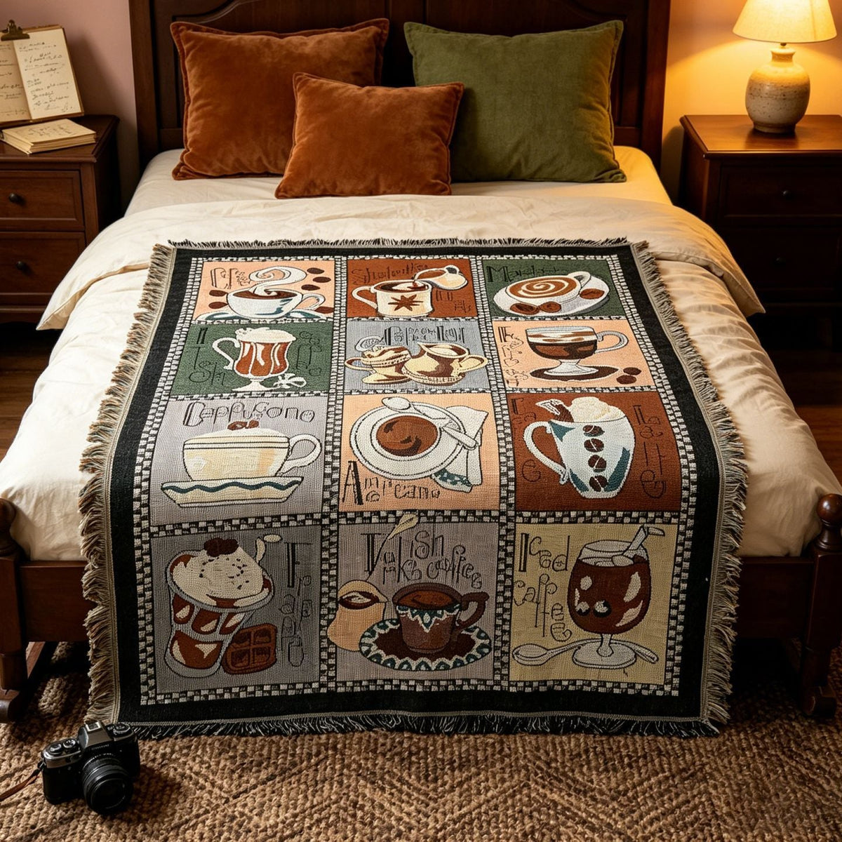 Coffee-Themed Tapestry Throw Blanket — product view 3