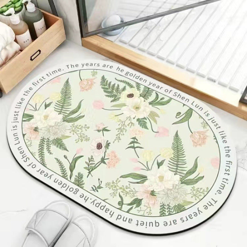 Plush Floral Bath Mat Bowlift — product view 2