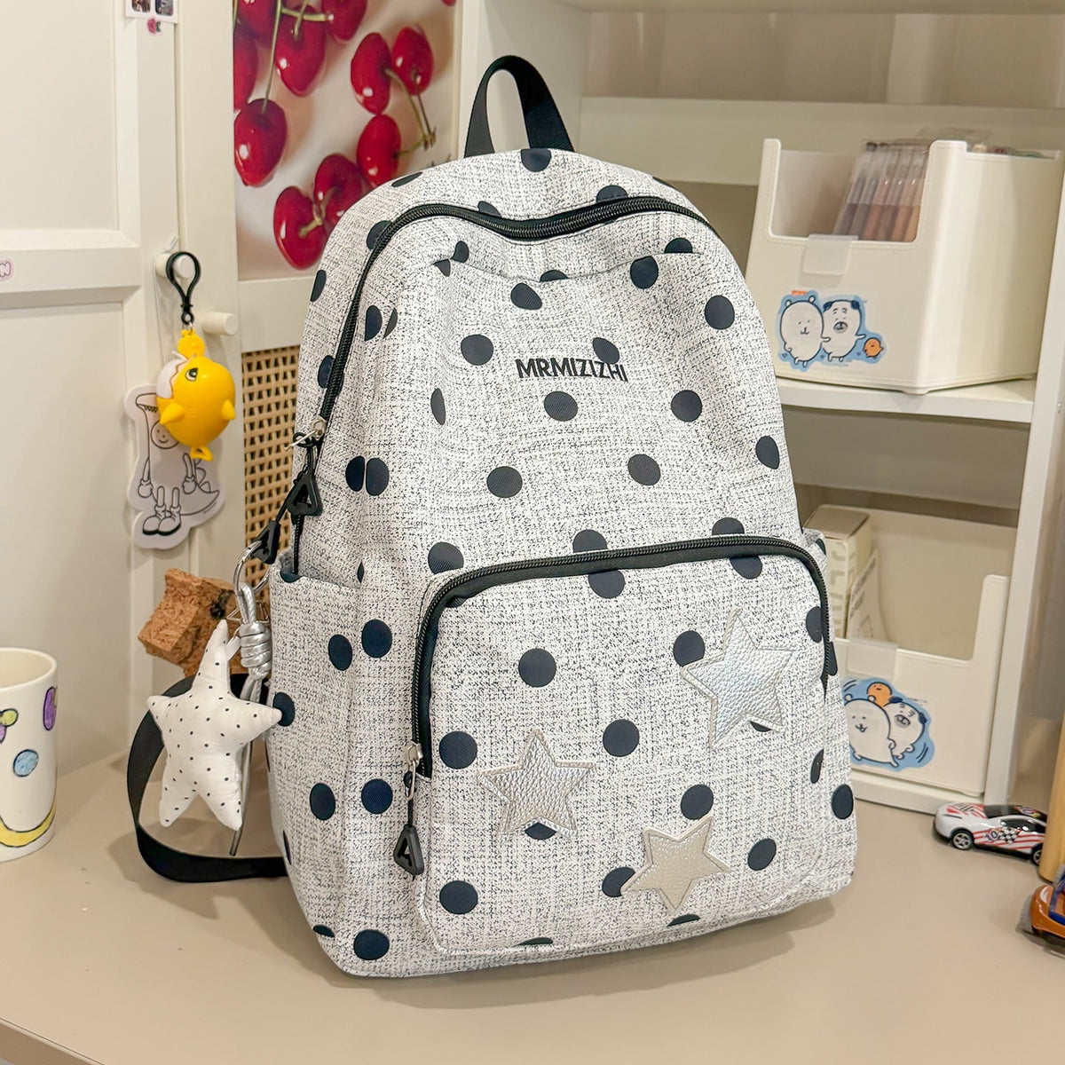 Fun Star-Embellished Polka Dot Backpack LoungeYard — product view 7