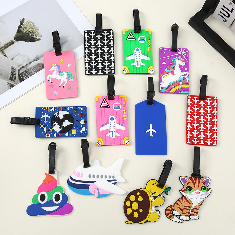 silicone travel luggage tag world map airplane design with adjustable strap LoungeYard — product view 1