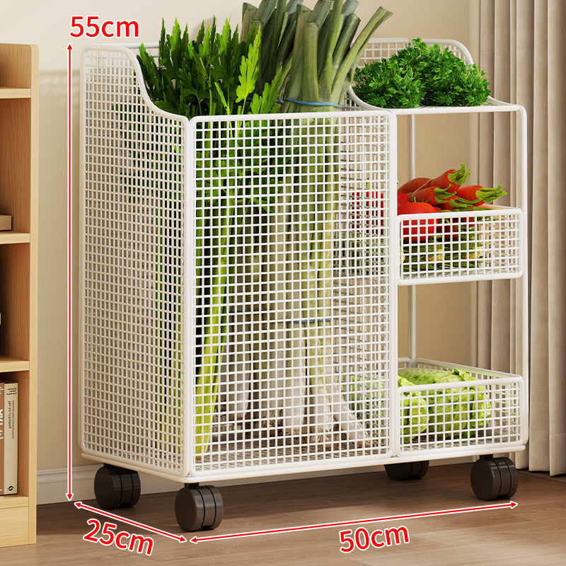 Vertical Mesh Countertop Produce and Pantry Organizer with Two-Tier Shelf and Tall Herb Compartment — product view 7