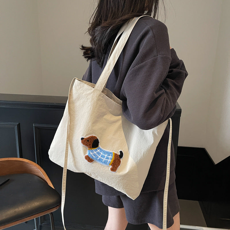 Cute Cartoon Dog-Themed Canvas Tote Bag — product view 7