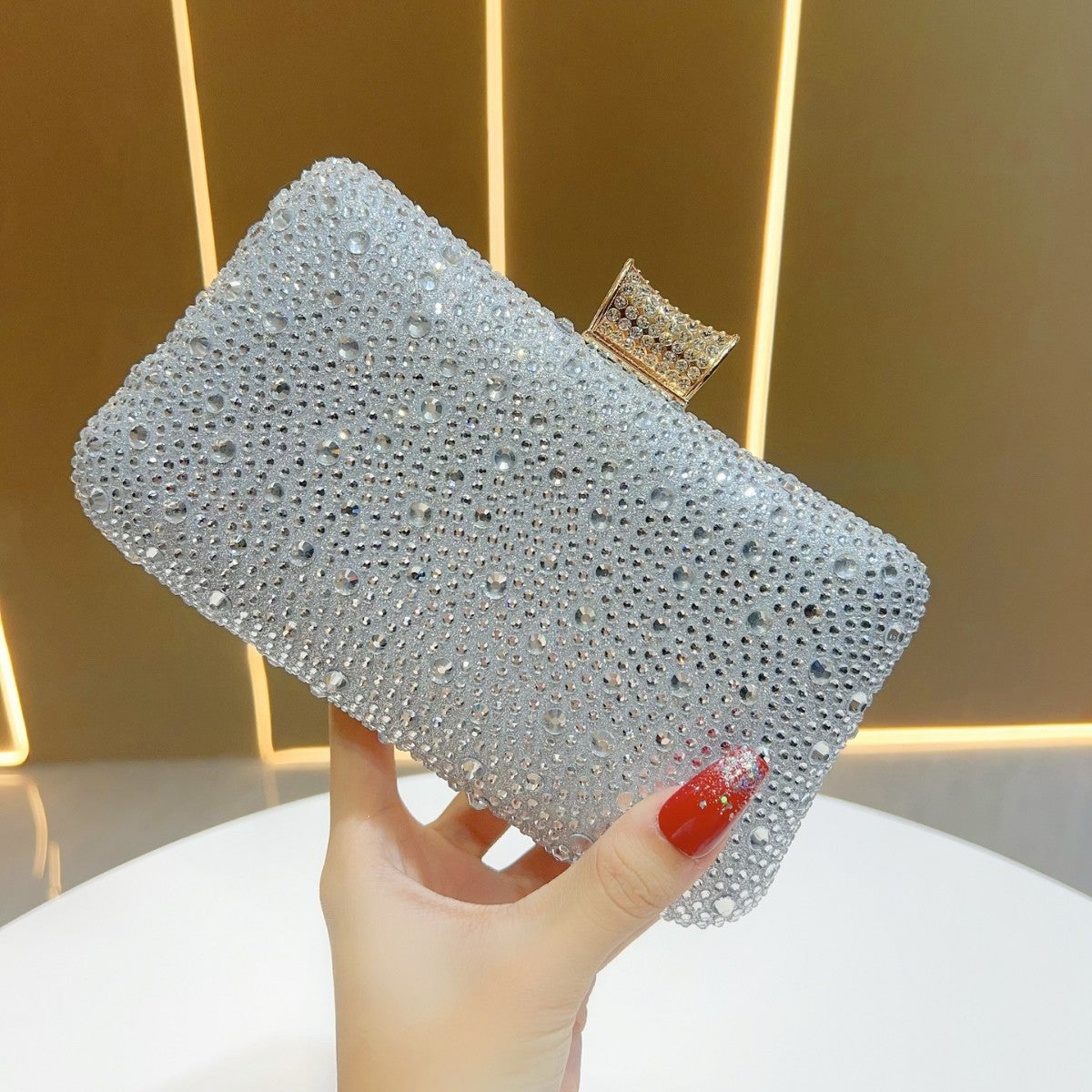 Glittering Crystal-Studded Evening Clutch — product view 6