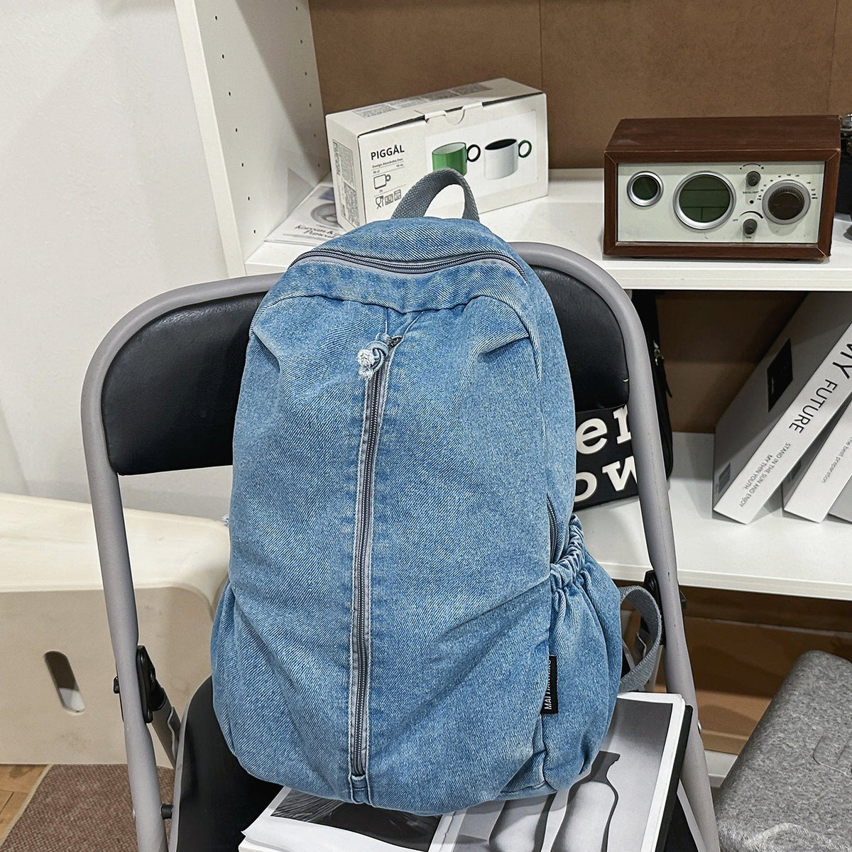 Casual Denim Travel Backpack LoungeYard — product view 7