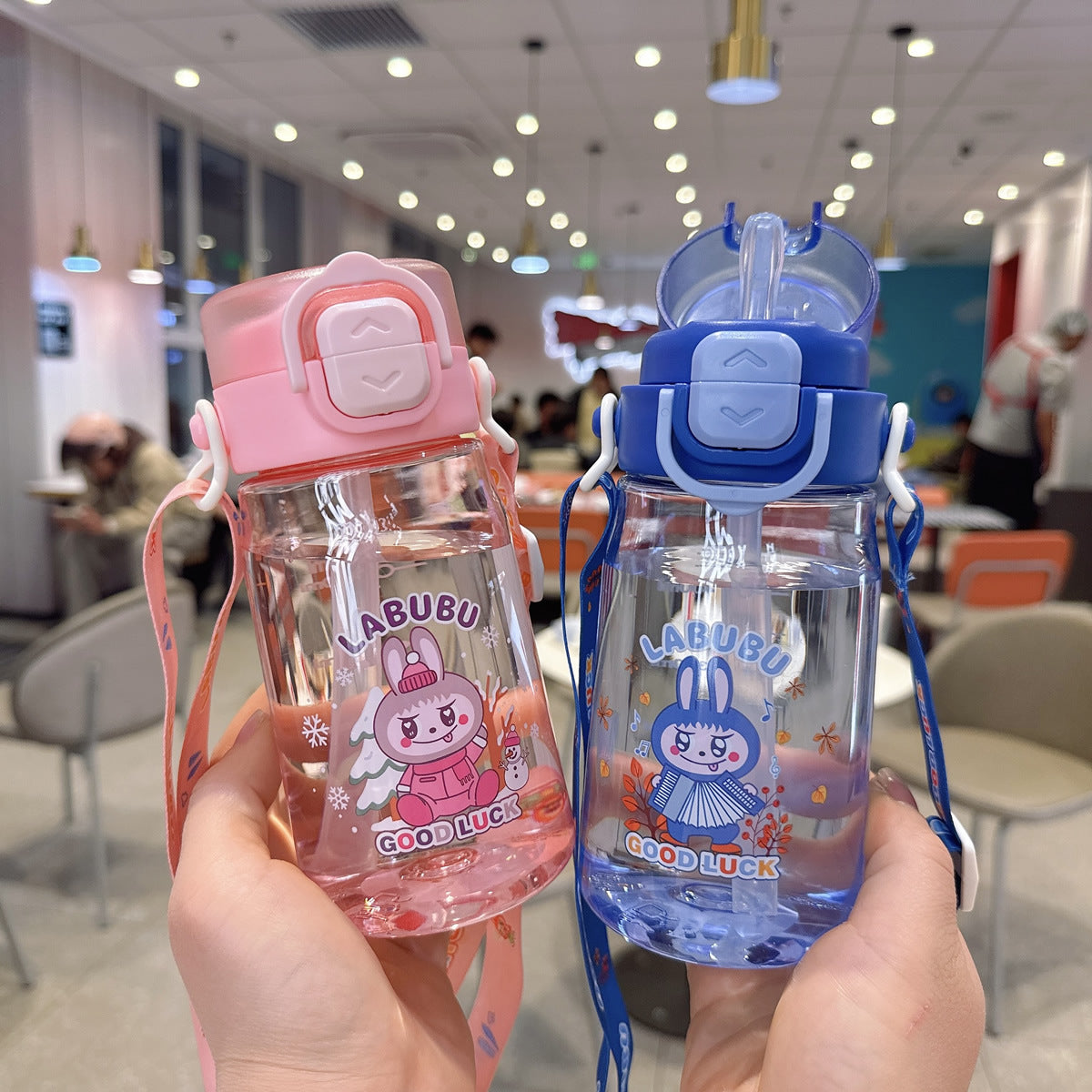 Women's Child-Safe Water Bottle with Practical Silicone Strap LoungeYard — product view 1
