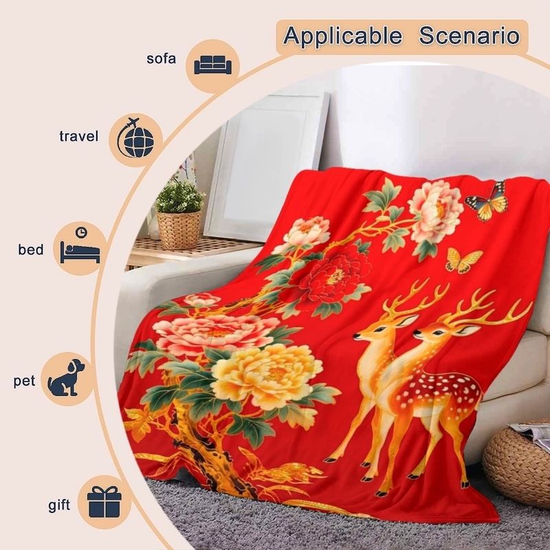 Floral Patterned Plush Throw Blanket — product view 3