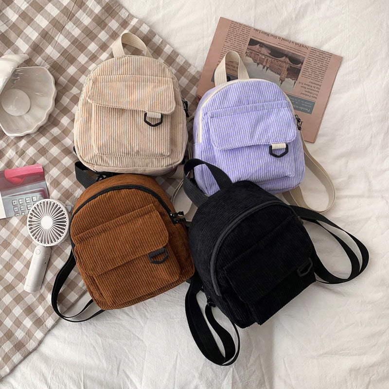 Corduroy Textured Mini Backpack LoungeYard — product view 4
