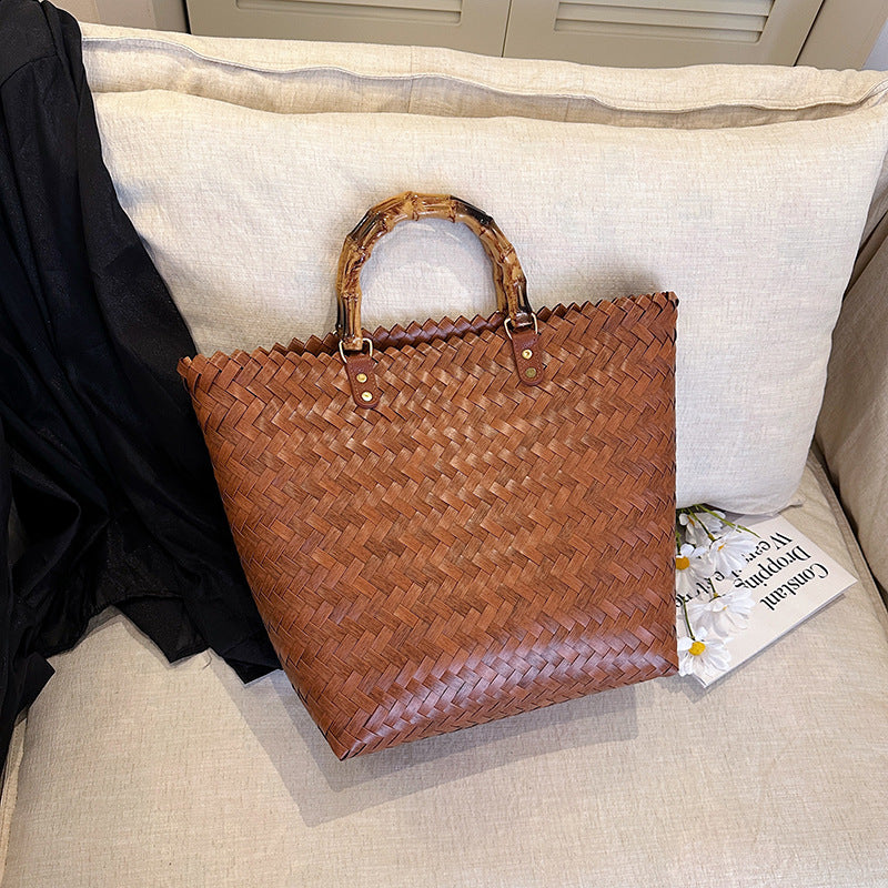 Woven Leather Tote Bag — product view 1