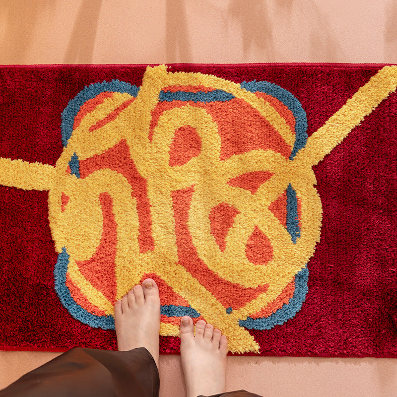 Tufted door and bath mat rug with abstract relief pattern LoungeYard — product view 4