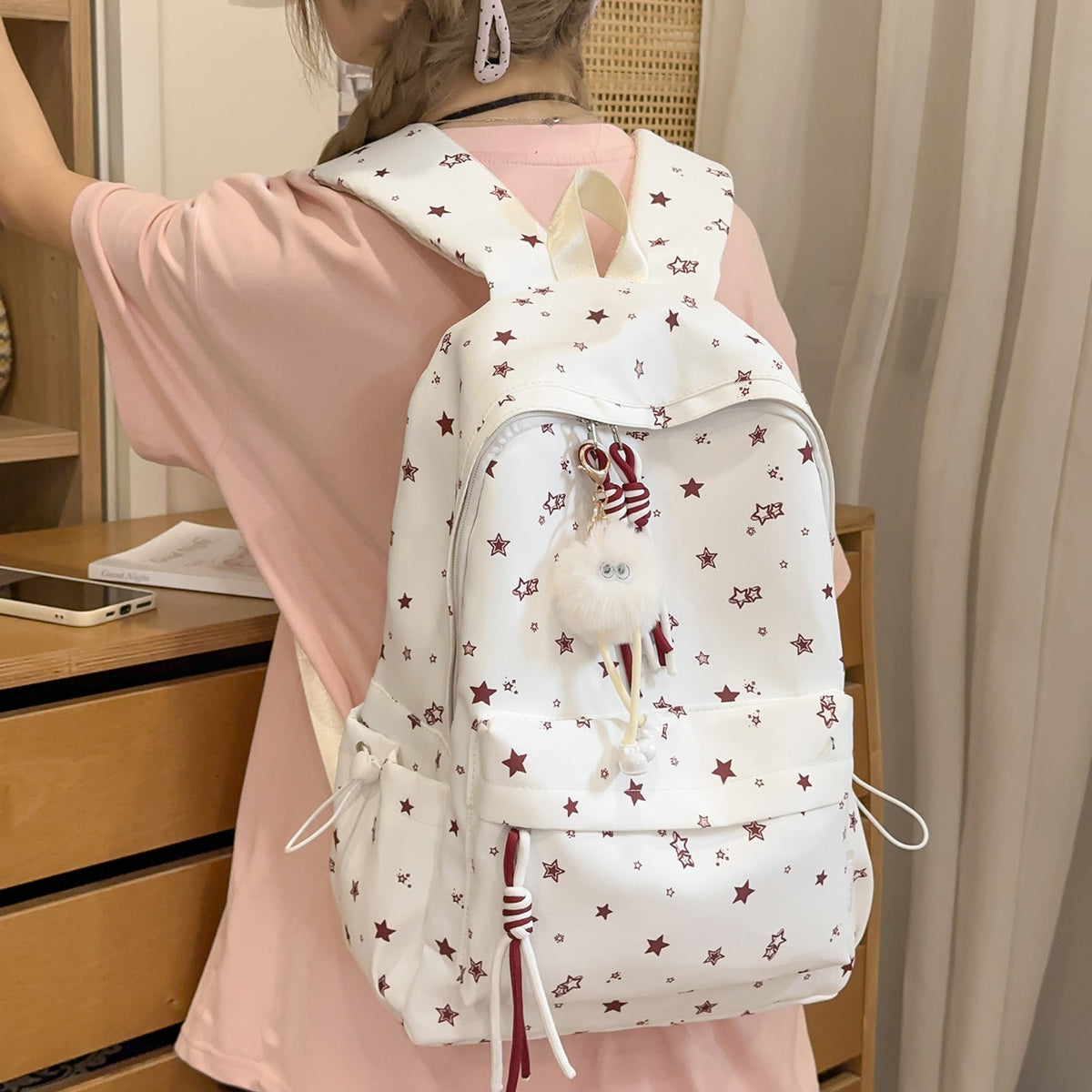 Casual Lightweight Star-Printed Backpack LoungeYard — product view 1