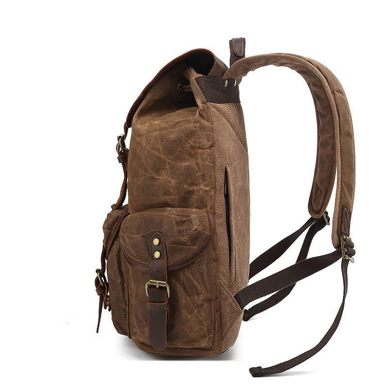 Rustic hiking backpack with multiple outer pockets LoungeYard — product view 4
