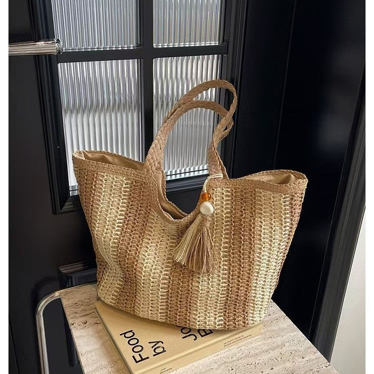Designer Beach Bag with Textured Weave LoungeYard — product view 2
