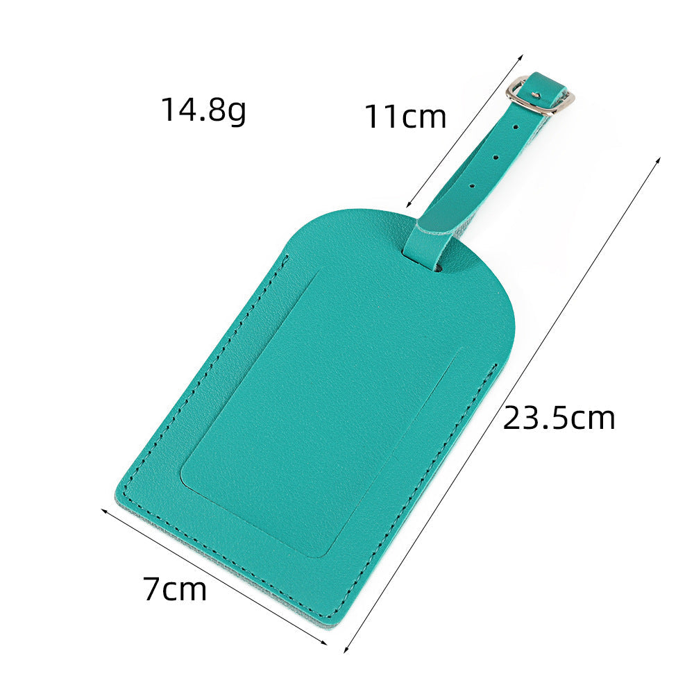 premium vegan leather luggage tag with adjustable buckle and clear ID window LoungeYard — product view 5