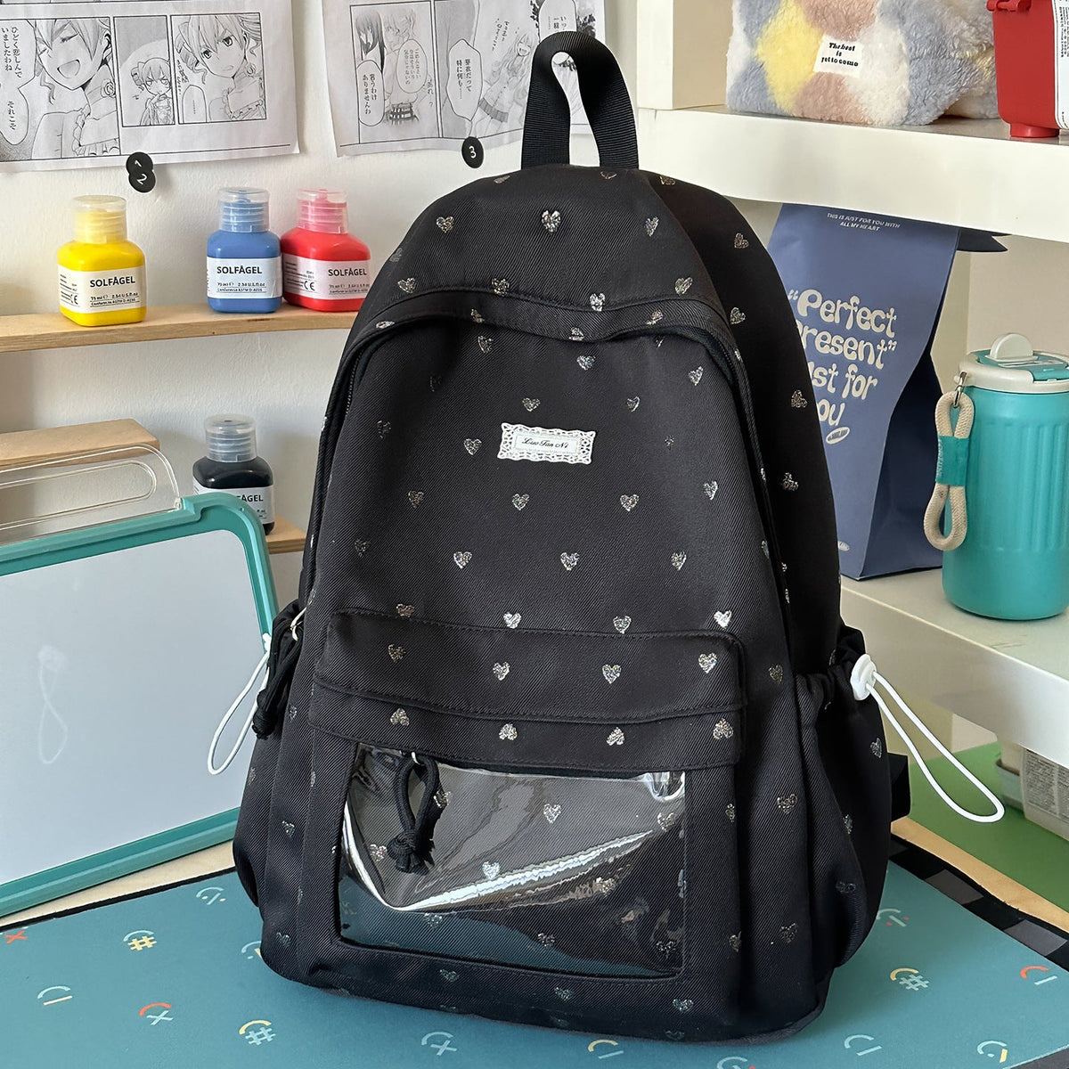 Heart-Print Stylish Backpack LoungeYard — product view 7