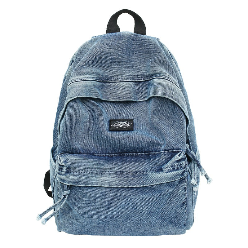 Denim Fabric Casual Backpack LoungeYard — product view 5
