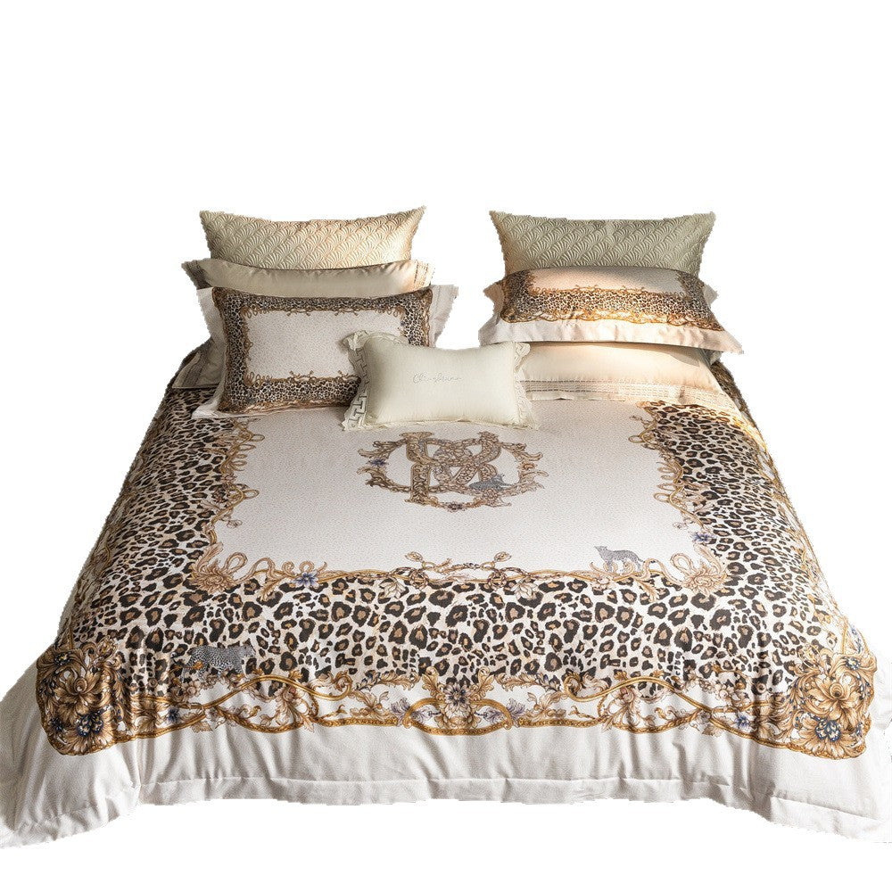 Luxurious satin bedding set with baroque leopard pattern — product view 5