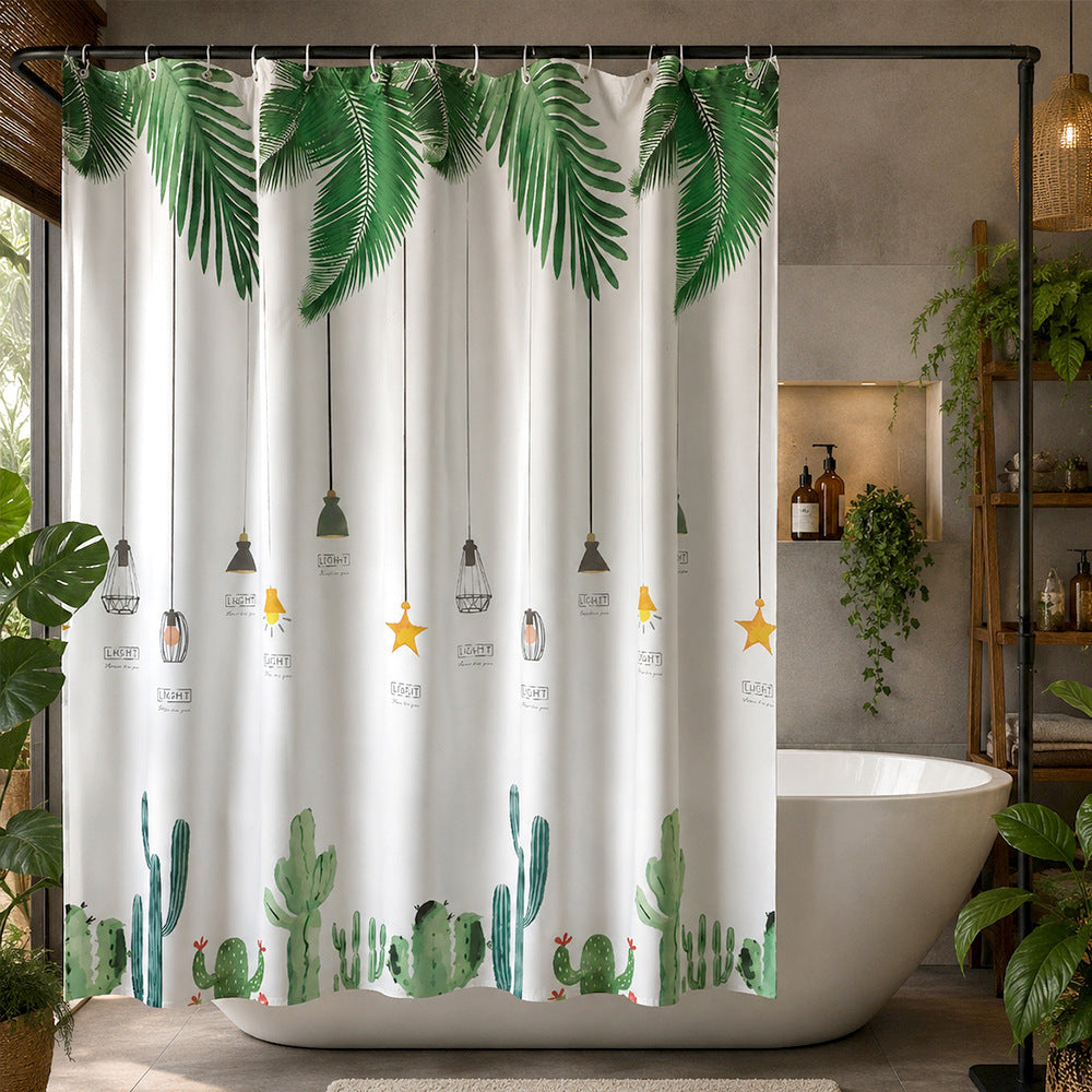 Tropical-Inspired Botanical Shower Curtain LoungeYard — product view 6