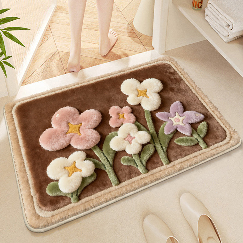 Floral-Themed Soft Microfiber Bath Mat — product view 5