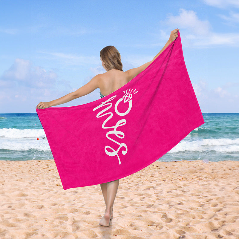 Beach towel with creative heart design LoungeYard — product view 6