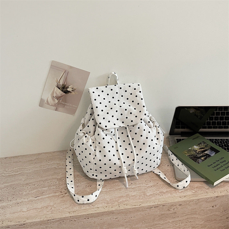 Casual Drawstring Polka Dot Backpack LoungeYard — product view 6