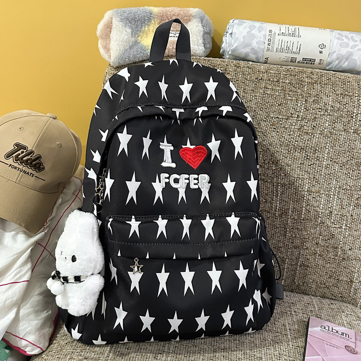 Casual Star-Patterned Backpack LoungeYard — product view 7