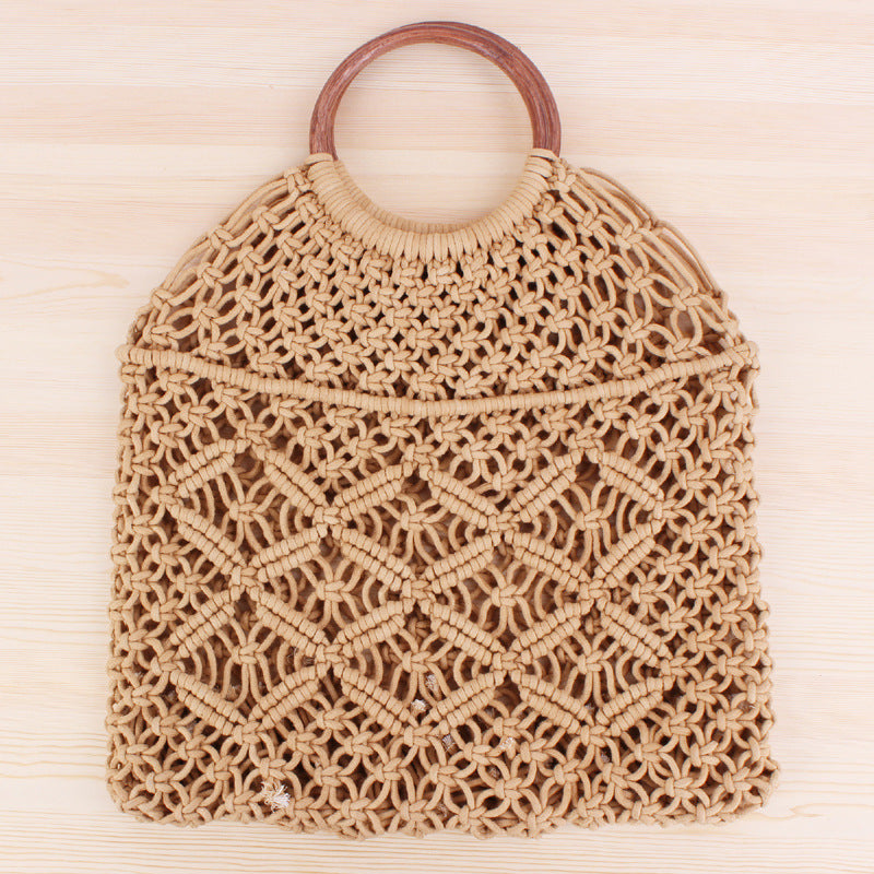 Macrame Tote Bag with Double-Layer Inner Pocket LoungeYard — product view 7