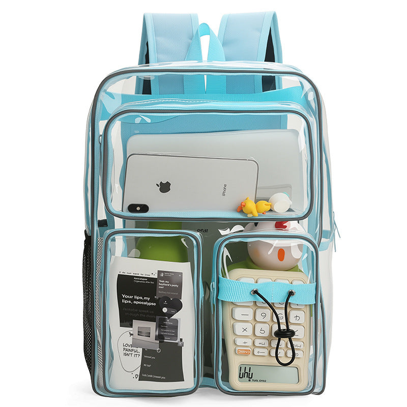 Transparent school backpack with multiple compartments LoungeYard — product view 7