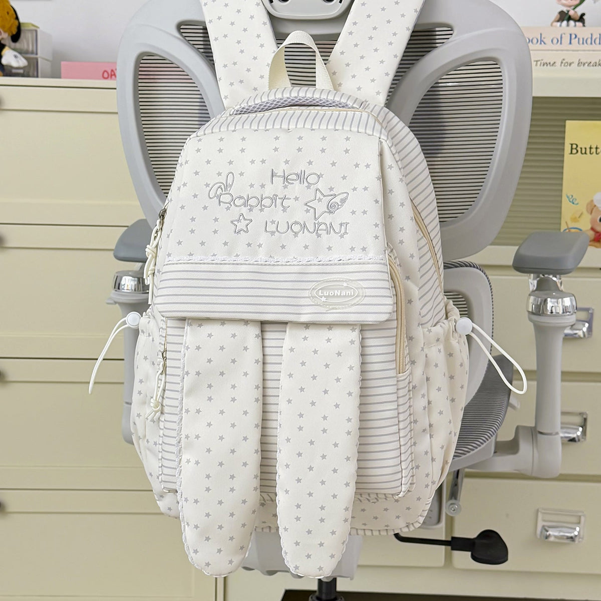 Cute Bunny Ear Patterned Backpack LoungeYard — product view 7