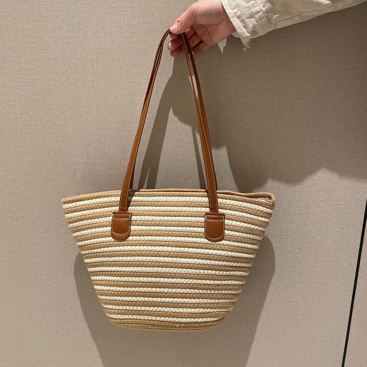 Trendy Basket Bag with Leather Handles LoungeYard — product view 1
