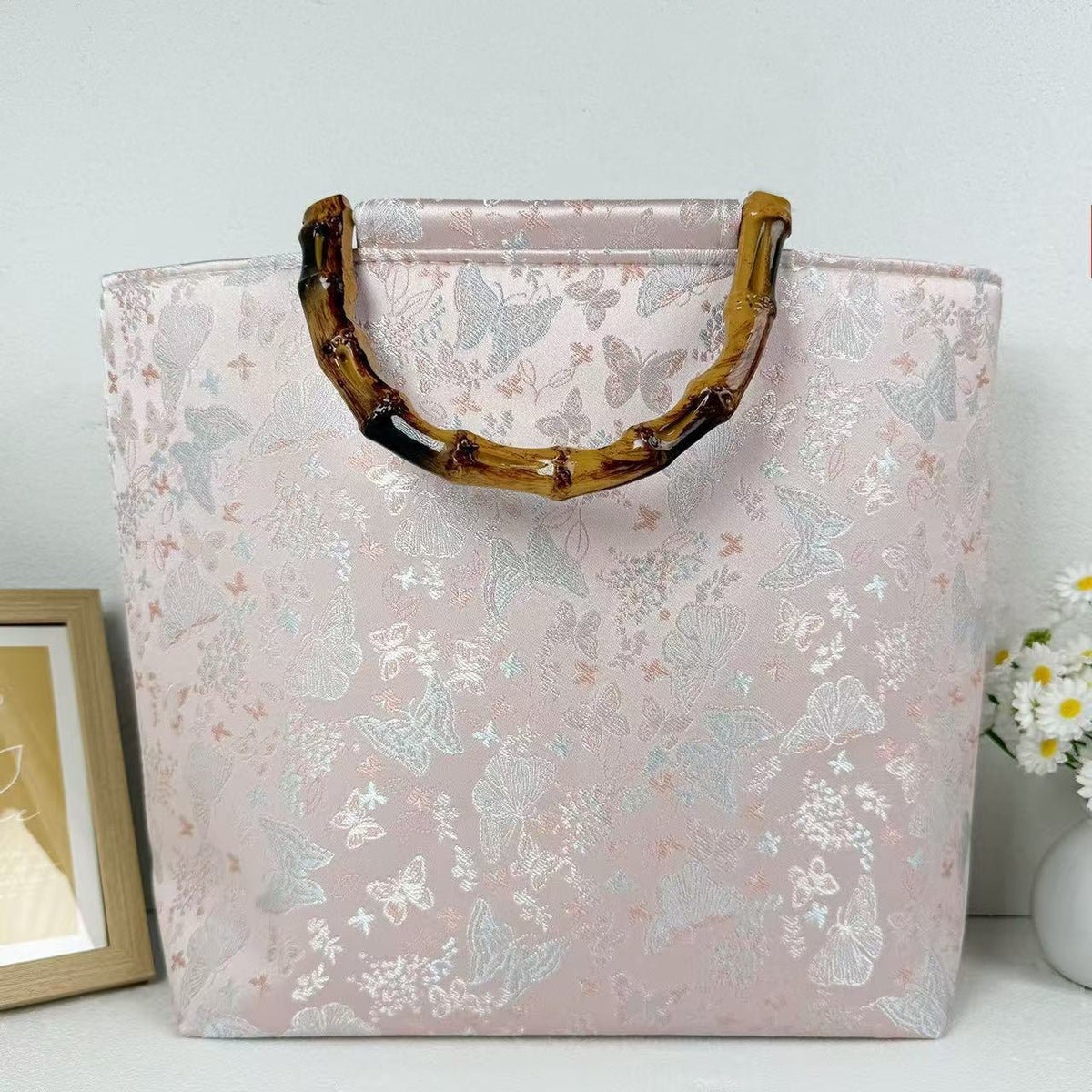 Elegant Handbag with Bamboo Handles LoungeYard — product view 1