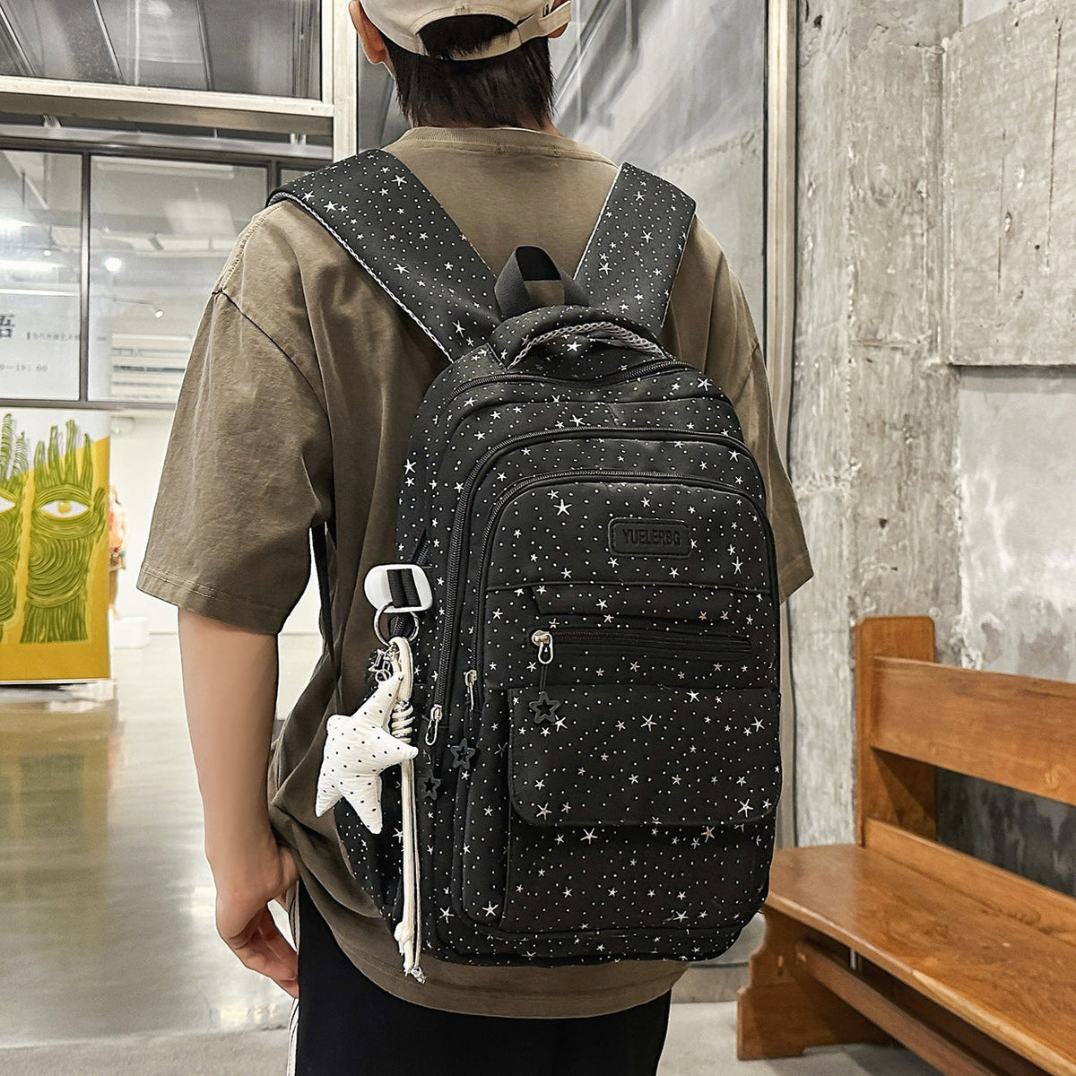 Star-Patterned Backpack with Multiple Compartments LoungeYard — product view 2