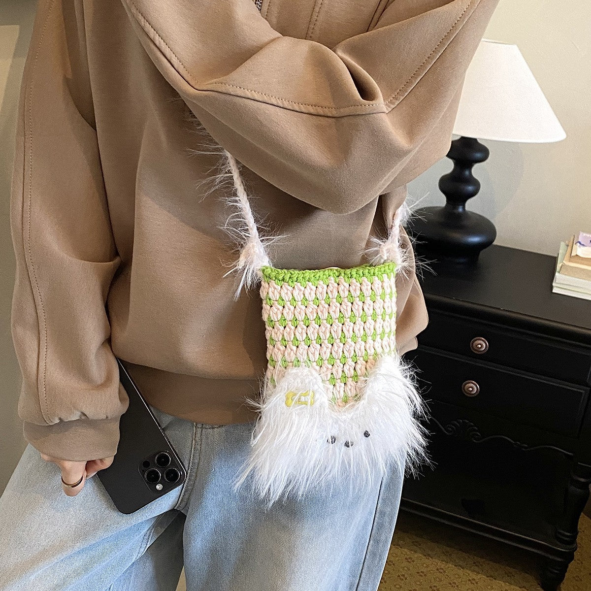 Cute Animal-Themed Plush Drawstring Pouch — product view 7
